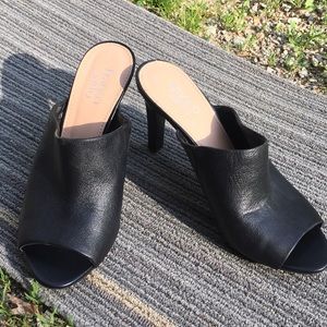 Blank leather upper slip on heel